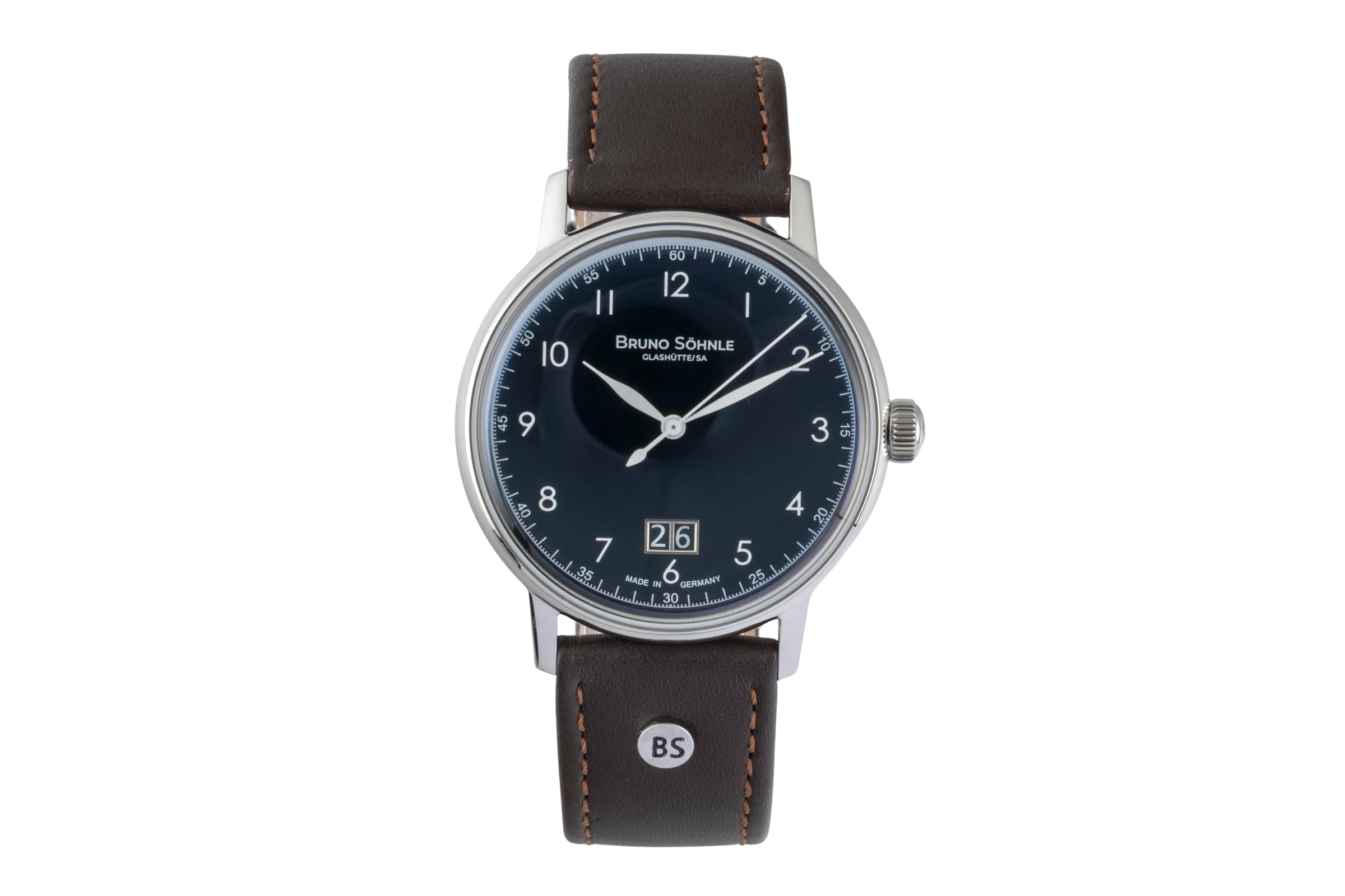 Bruno Söhnle Glashütte Bergamo Big steel quartz men's watch 17-13234-331  [2601715]